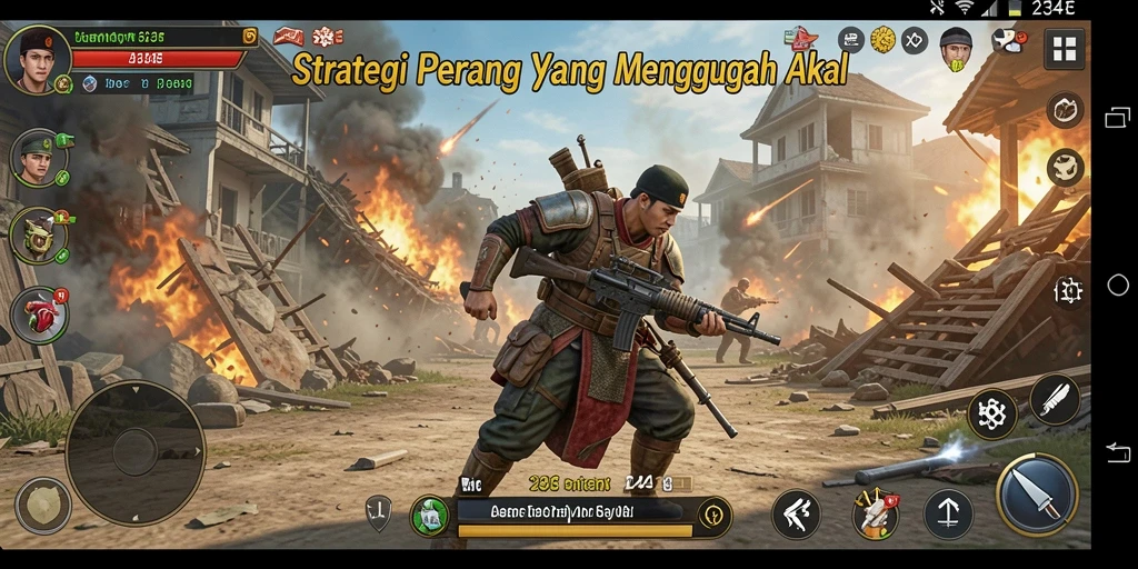 Screenshot gameplay <strong>234E</strong> menunjukkan pertempuran strategis yang mendebarkan.