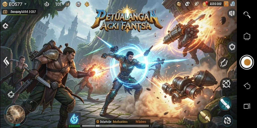 Gameplay seru di dunia fantasi EOS77 yang menantang.