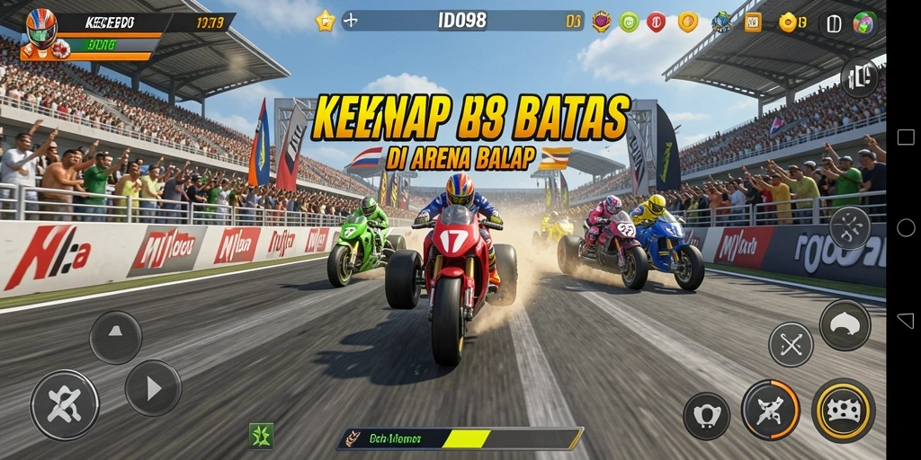 Gameplay menegangkan di lintasan balap ID098.