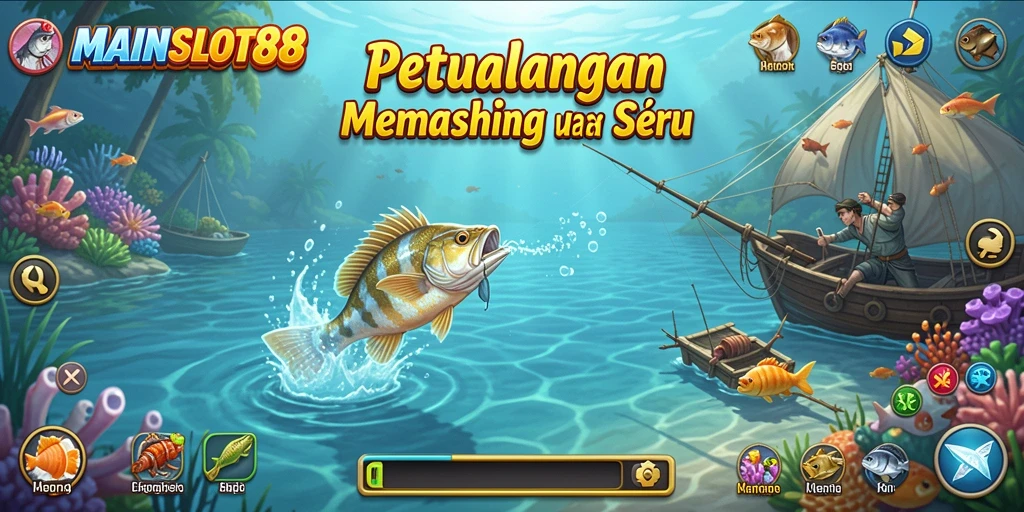 Tampilan gameplay MAINSLOT88 yang menampilkan pengalaman memancing yang menakjubkan.