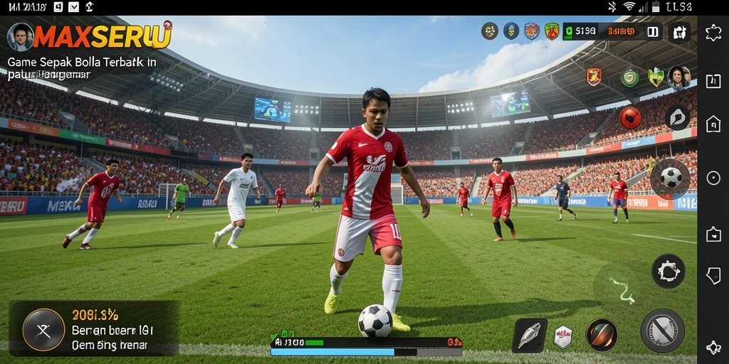 Tangkapan layar dari gameplay MAXSERU yang menunjukkan aksi lapangan.