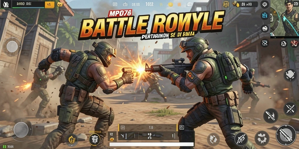 Screenshot MPO76 menampilkan aksi seru dalam pertarungan Battle Royale.