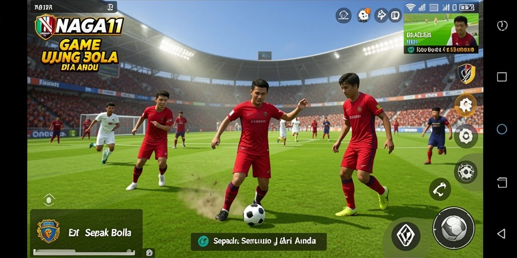 Tampilan gameplay NAGA11 yang seru dan mendebarkan dalam pertandingan sepak bola.