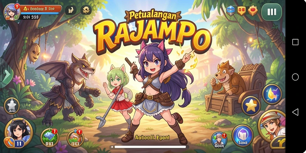 Tangkapan layar RAJAMPO menampilkan aksi pertarungan karakter anime.