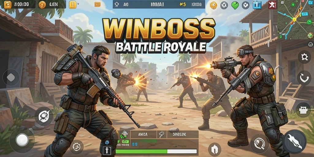 Tampilan gameplay WINBOSS yang mendebarkan dalam pertarungan Battle Royale.